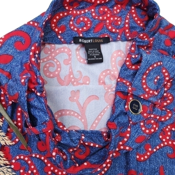 Robert Louis Blue Red Patterned Poly Blend Maxi Skirt Sz S - Picture 8 of 12